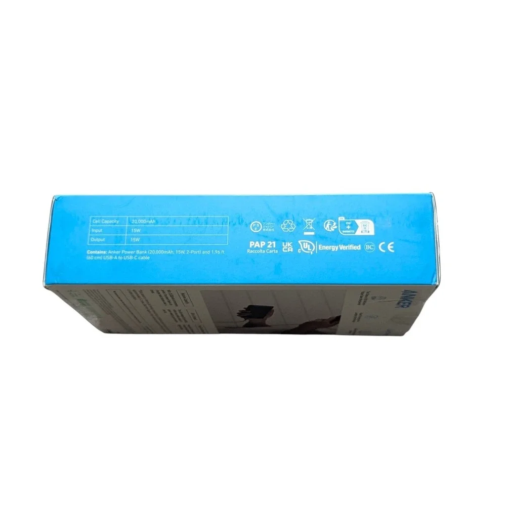 Qq9U Anker Power Bank (20000mAh, 15W, USB-A+USB-C Input/Output, 2-Port) Black ⬇️